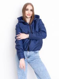 купить 5010-22 ТЁМНО-СИНЯЯ куртка-зефирка с капюшоном на синтепоне (2 ед. размеры: 42/44.46/48) оптом