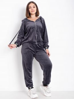 7797-6 серый женский спортивный костюм (велюр, на манжете, 4 ед. размеры батал: 54, 56, 58, 60) фото