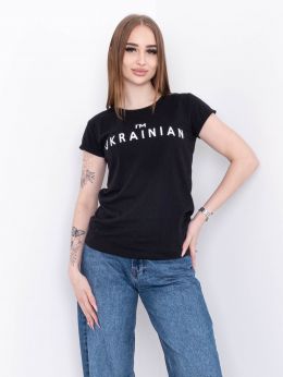 2213-1* черная женская футболка (ТУРЦИЯ, 100% коттон, 3 ед. размеры норма: S. M. L) выдача на следующий день                     фото