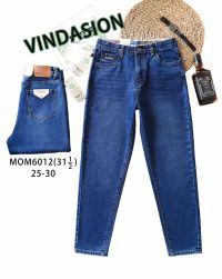 купить 6012 # синие женские джинсы мом (VINDASION, 6 ед. размеры норма: 25-30) выдача на следующий день оптом