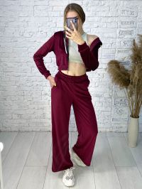 0475-55 бордовый женский спортивный костюм (5'TH AVENUE, велюровый, с капюшоном, 4 ед. размеры норма: 42. 44. 46. 48) фото