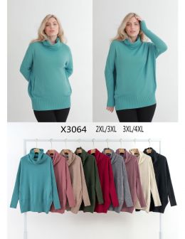 3064* микс цветов женский свитер (Kiss me, 10 ед, размеры батал: 2XL-4XL) выдача на следующий день фото