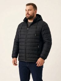 28277-14 чорна чоловіча куртка (синтепон, з капюшоном, 4од, розміри батал: 56, 58, 60, 64) фото