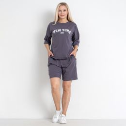 купить оптом джинсы 0169-66 темно-серый женский спортивный костюм (футболка + шорты) (5'TH AVENUE, 3 ед. размеры полубатал: 48. 50. 52) недорого