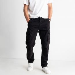 купить оптом джинсы 8313-5 TICLACE брюки карго мужские чёрные стрейчевые (8 ед. размер: 28.30.32/2.34/2.36.38) недорого