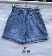 купить 3016# голубые женские джинсовые шорты (New Jeans, стрейч, 6 ед, размеры норма: 25-30) выдача на следующий день оптом