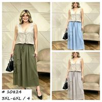 10824 # выбор цвета женская юбка (лен, 4 ед, размеры батал: 3XL-6XL) выдача на следующий день фото