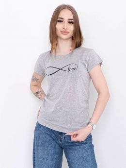купить 2207-6* серая женская футболка (ТУРЦИЯ, FAVORI, 100% коттон, 3 ед. размеры норма: S. M. L) выдача на следующий день              оптом