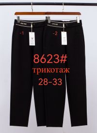 8623# черные женские брюки Fudeyan (трикотаж, 6 ед, размеры полубатал: 28-33) выдача на следующий день фото