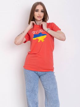 10519-5 коралловая женская футболка (95% коттон, 5% эластан, 4 ед. размеры норма: S-2XL, один отсутствует) фото