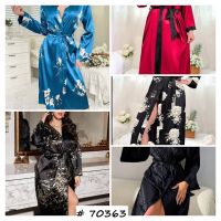 купить 70363 # выбор цвета женский халат (атлас, 5 ед, размеры батал: 3XL-7XL) выдача на следующий день оптом