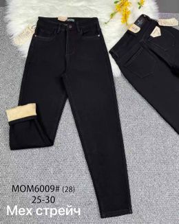 купить 6009  * черные женские джинсы мом на меху (VIDASION, 6 ед. размеры норма: 25-30) выдача на следующий день                        оптом