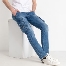 8318 голубые мужские джинсы (FANGSIDA, стрейчевые, 8 ед. размеры молодежка: 28. 29. 30. 31. 32. 32. 33. 34) фото