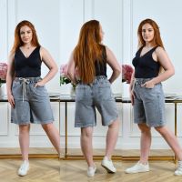 0257 # серые женские джинсовые шорты (Lady N, стрейч коттон, 6 ед, размеры батал: 32-42) выдача на следующий день фото