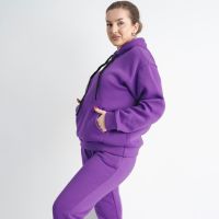 0639-24 ФИОЛЕТОВЫЙ ПОЛУБАТАЛЬНЫЙ спортивный костюм женский из турецкой трехнитки на флисе (3 ед.размеры: 48.50.52) фото