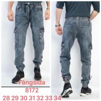 8172 # серые мужские джинсы карго (Fangsida, стрейч коттон, 8 ед, размеры норма: 28-34) выдача на следующий день фото