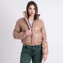 купить оптом джинсы 2810-233 куртка женская светло-бежевая из экокожи на синтепоне (MISS DIVA, 3 ед. размеры: M.L.XL) недорого