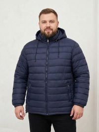28277-2 синяя мужская куртка (синтепон, с капюшоном, 5ед, размеры батал: 56, 58, 60, 62, 64) фото