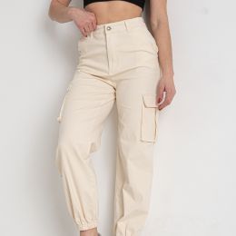 купить оптом джинсы 16152-100* молочные женские брюки (лён, 4 ед. размеры норма: S. M. L. XL) выдача на следующий день недорого