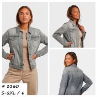 3160 # серая женская джинсовая куртка (коттон, 6 ед, размеры норма: S-2XL) выдача на следующий день фото