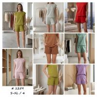 купить 1259 # выбор цвета женский костюм шорты + футболка (95% хлопок, 5% еластан, 4 ед, размеры норма: S, M, L, XL ) выдача на следующ оптом