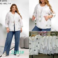 2391 # микс цветов женская курточка с вышивкой (лен, JJF, 4 ед, размеры батал: ХЛ-4ХЛ) выдача на следующий день фото