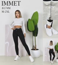 0817 # черные женские лосины на флисе (Immet, флис, 4 ед, размеры норма: M-2XL) выдача на следующий день фото