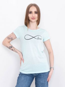 2207-77* бирюзовая женская футболка (ТУРЦИЯ, FAVORI, 100% коттон, 3 ед. размеры норма: S. M. L) выдача на следующий день         фото