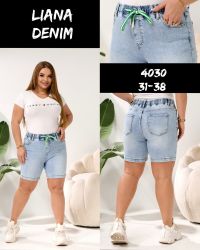 4030# голубые женские капри (стрейч коттон, 6 ед, размеры батал: 31-38) выдача на следующий день фото