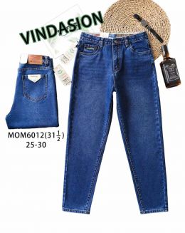 купить 6012 # синие женские джинсы мом (VINDASION, 6 ед. размеры норма: 25-30) выдача на следующий день                          оптом