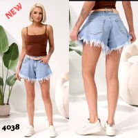 4038# голубые женские шорти, стрейч-коттон (6 ед, размеры норма: 25-30) выдача на следующий день фото