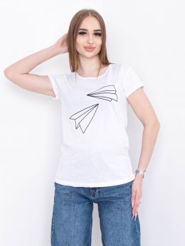 2217-10* белая женская футболка (ТУРЦИЯ, FAVORI, 100% коттон, 3 ед. размеры норма: S. M. L) выдача на следующий день             фото