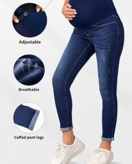 0641 синие женские джинсы для беременных (VINDASION, стрейчевые, 6 ед. размеры: 26. 27. 28. 29. 30. 31) фото