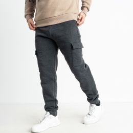 0407-6 НА ФЛИСЕ СЕРЫЕ спортивные штаны мужские на манжете с карманами (5 ед. размеры на бирках: L.XL.2XL.3XL.4XL соответствуют M фото