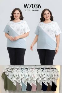 7036 # микс цветов женская футболка (10 ед, размеры батал: XL-3XL) выдача на следующий день фото