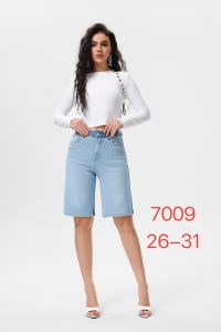 7009# голубые женские джинсовые шорты с камнями (New Jeans, 6 ед, размеры норма: 26-31) выдача на следующий день фото