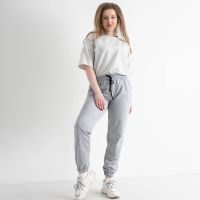 0022-66 СВЕТЛО-СЕРЫЕ БАТАЛЬНЫЕ спортивные брюки женские из турецкой двунитки (4 ед.размеры: 50.52.54.56) фото
