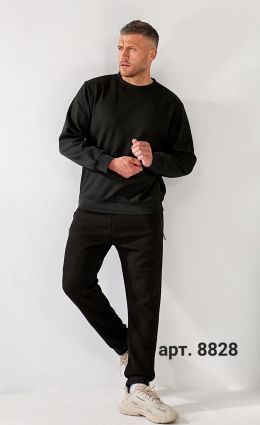 купить 8828 * чёрный мужской спортивный костюм на велюре (95% хлопок, 5% эластан 5 ед. размеры полубатал: l. xl. 2xl. 3xl. 4xl) выдача  оптом