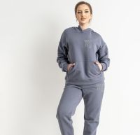8759-60 світло-сірий жіночий спортивний костюм (турецька тринитка, фліс, 3 од., розміри батал: 2XL. 3XL. 4XL) фото