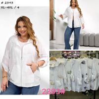 2393 # микс цветов женская курточка с вышивкой (лен, JJF, 4 ед, размеры батал: ХЛ-4ХЛ) выдача на следующий день фото