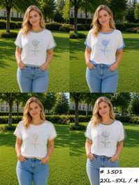 1501 # выбор цвета женская футболка (трикотаж, 4 ед, размеры батал: 2XL-5XL) выдача на следующий день фото