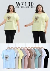 7130# микс цветов женская футболка Kiss Me (10 ед, размеры батал: 2XL-4XL) выдача на следующий день фото