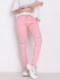 0118-5 пудровые женские джинсы (5 ед. размеры норма: XS. S. M. L. XL) фото