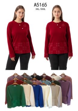 купить 5165* микс цветов женский свитер (Kiss me, 10 ед, размеры батал: 2XL-3XL) выдача на следующий день оптом