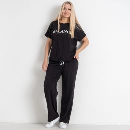 0187-1 черный женский спортивный костюм (футболка + штаны) (5'TH AVENUE, 3 ед. размеры батал: 48. 50. 52) фото