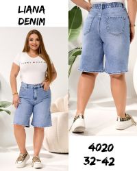 4020# голубые женские капри (стрейч коттон, 6 ед, размеры батал: 32-42) выдача на следующий день фото