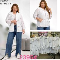 2395 # микс цветов женская курточка с вышивкой (лен, JJF, 4 ед, размеры батал: ХЛ-4ХЛ) выдача на следующий день фото