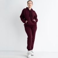 0639-3 ИЗ ТУРЕЦКОЙ ТРЕХНИТКИ НА ФЛИСЕ БОРДО 5`th Avenue ПОЛУБАТАЛЬНЫЙ спортивный костюм женский (3 ед.размеры: 48.50.52) фото