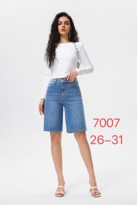 7007# голубые женские джинсовые шорты с камнями (New Jeans, 6 ед, размеры норма: 26-31) выдача на следующий день фото
