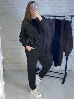купить 0737-61 графитовый женский спортивный костюм (5'TH AVENUE,турецкий полар-флис  3 ед. размеры норма: 44, 46, 48) оптом